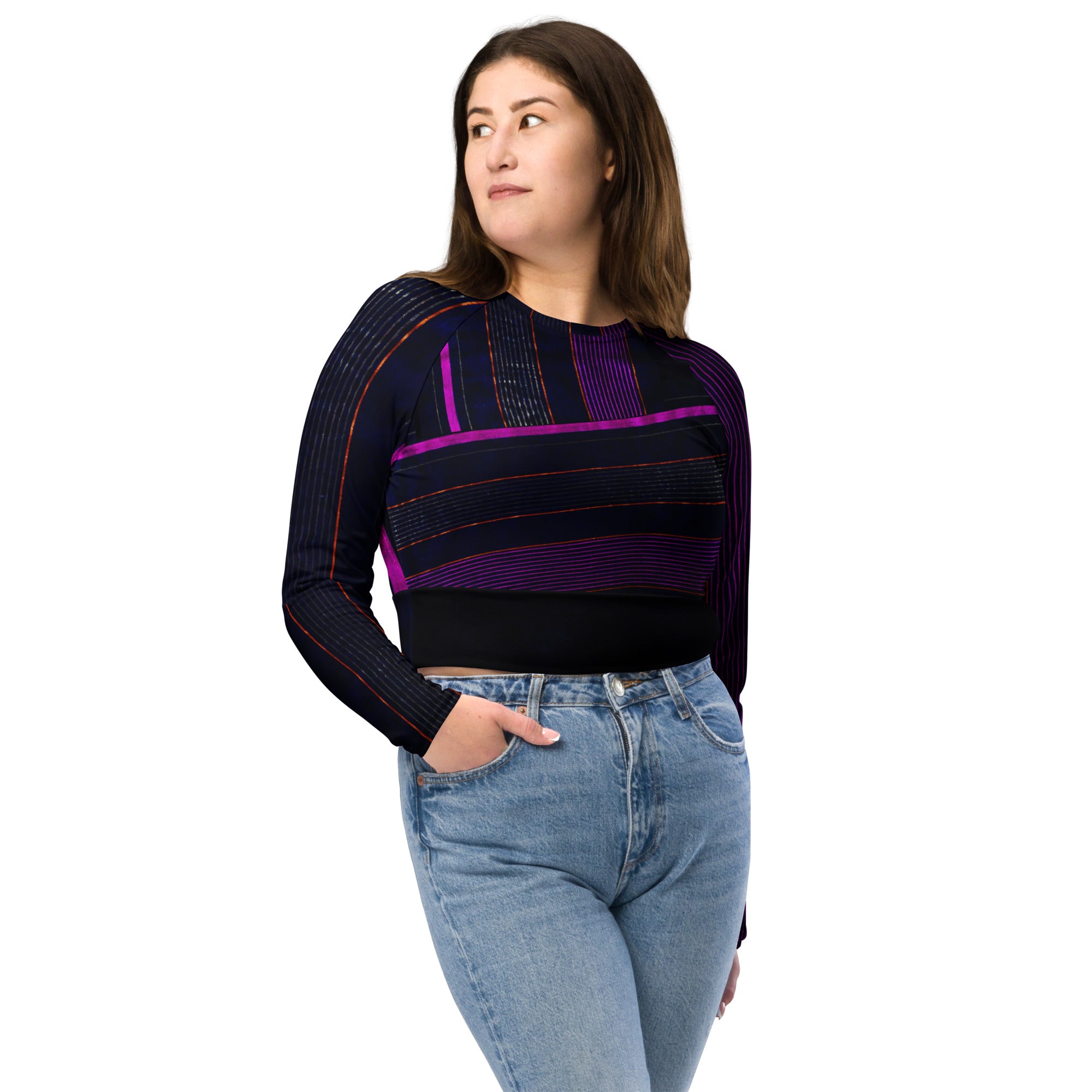 Women's Long-sleeved Gym Cropped Top. Yoga Crop Top or Dance top. Cool Streetwear Fashion Top. Peppermint by WickedYo